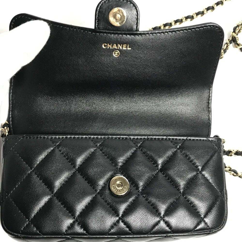CHANEL Black Lambskin Leather Logo Wallet - Picture 11 of 16